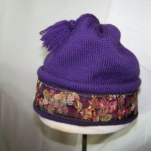 Verbier Wool Hat Tossel Purple Adjustable Ski Flowers